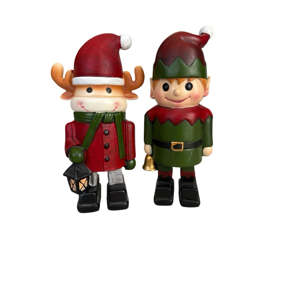 Adorable Standing Animal Christmas Decoration Moose Reindeer And Elf